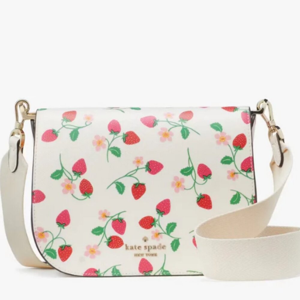 Kate Spade Madison Strawberry Vine Saddle Bag NEW Never used
